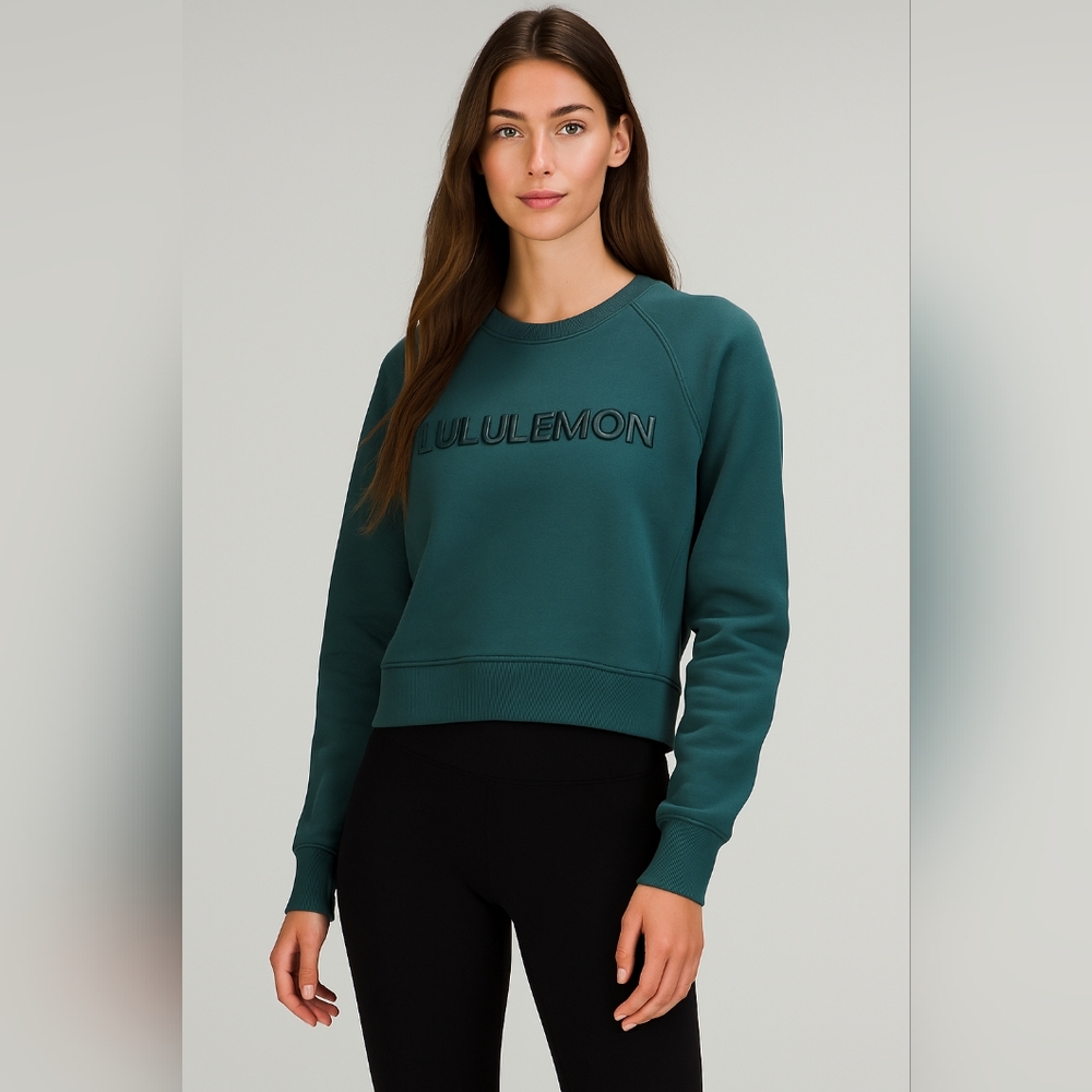 Lululemon Oversized Crewneck Sweatshirt Dark Teal Green M/L Logo Embroidered New